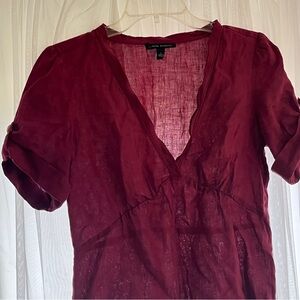 Women’s Banana Republic Size Small 100% Linen Natural Fiber Short Sleeve Top Bur